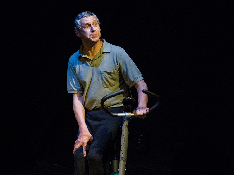 A photography of Samuel Valdez  performing the role of Vakas during the staged workshop performance of I Was Never Alone in October 2016 at the Shank Theatre at UC San Diego’s Jacobs Theatre District/La Jolla Playhouse. (Photo by Jim Carmody)